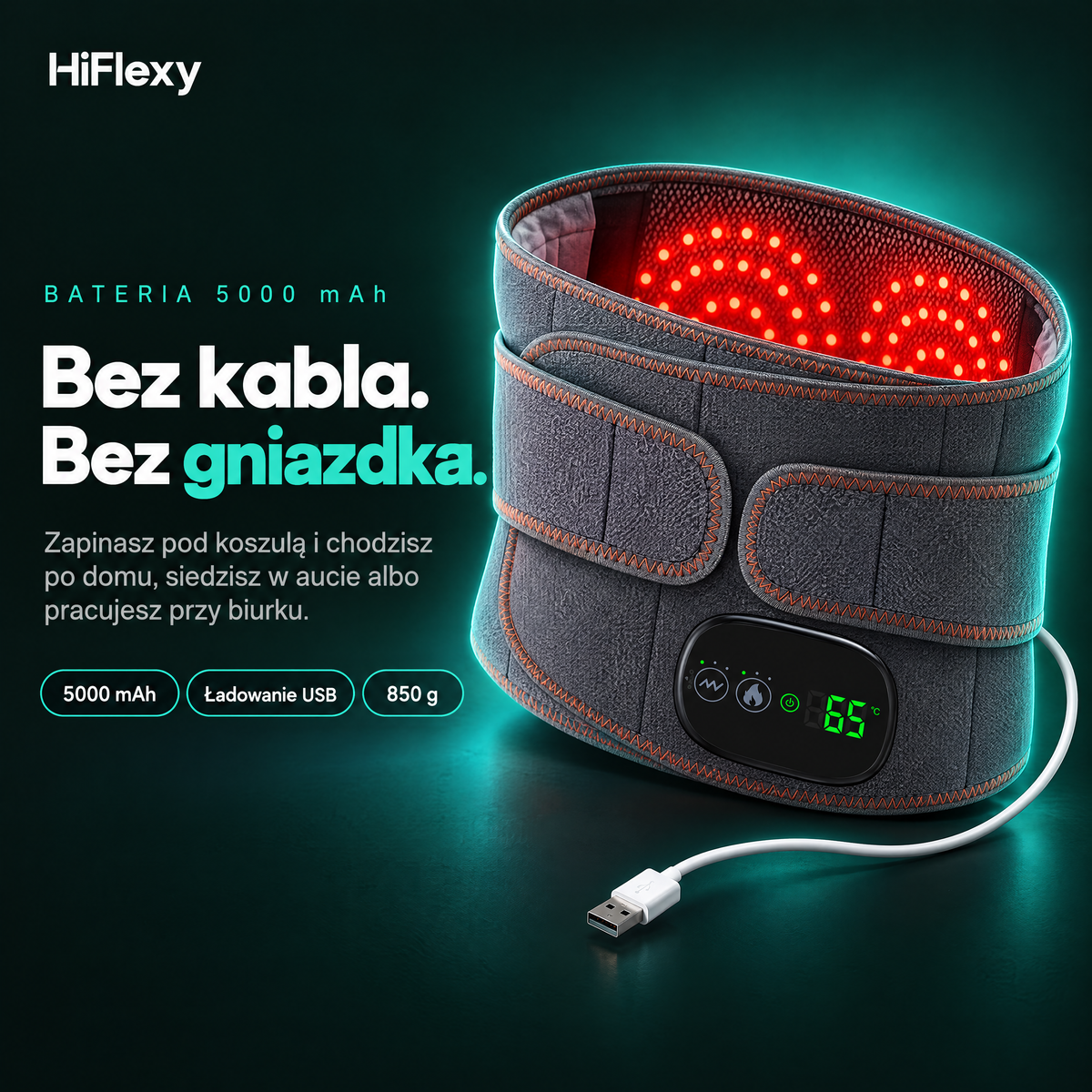 Bateria 5000 mAh i ładowanie USB