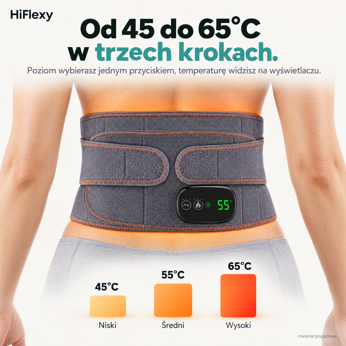 Trzy poziomy ciepła od 45 do 65 stopni