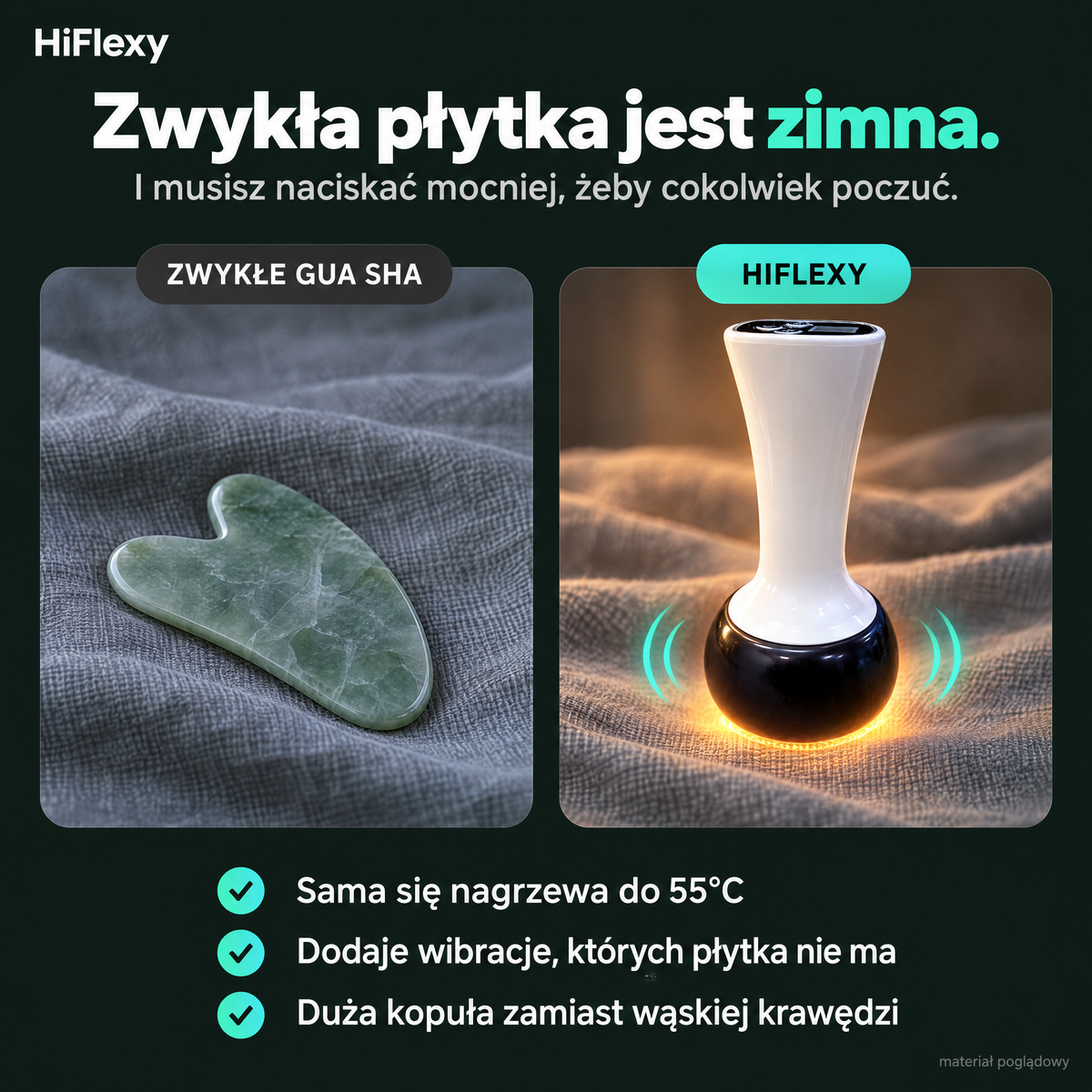 Zwykła płytka gua sha jest zimna