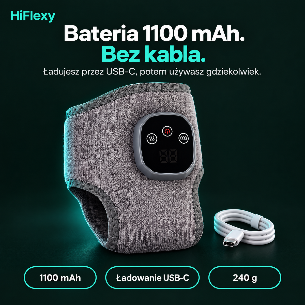 Bateria 1100 mAh, ładowanie USB-C