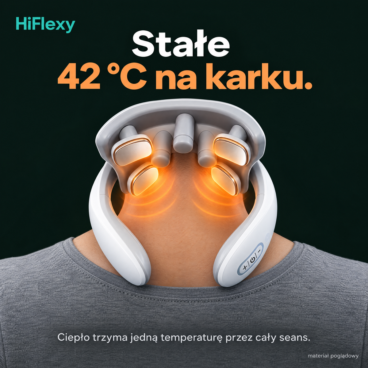 Stałe ciepło 42 stopnie na karku