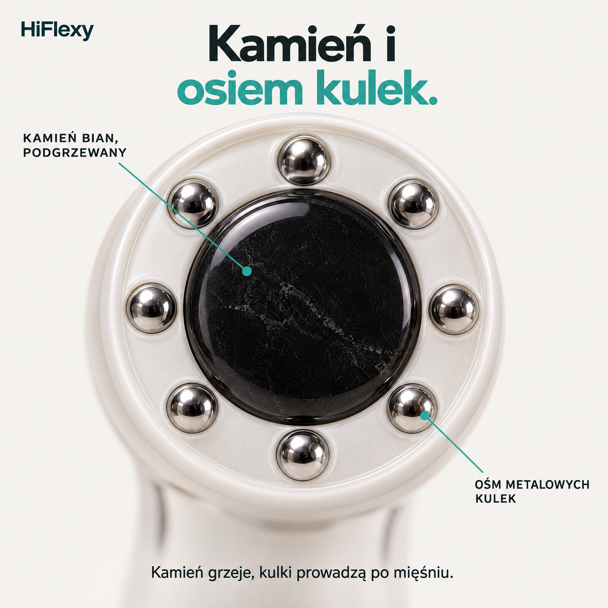 Kamień bian i osiem metalowych kulek